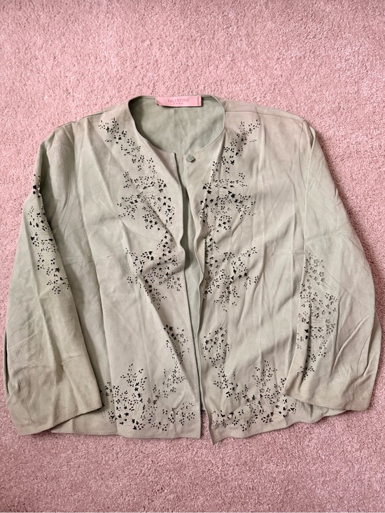 Valentino Tops - Valentino Laser-Cut Floral Leather Jacket